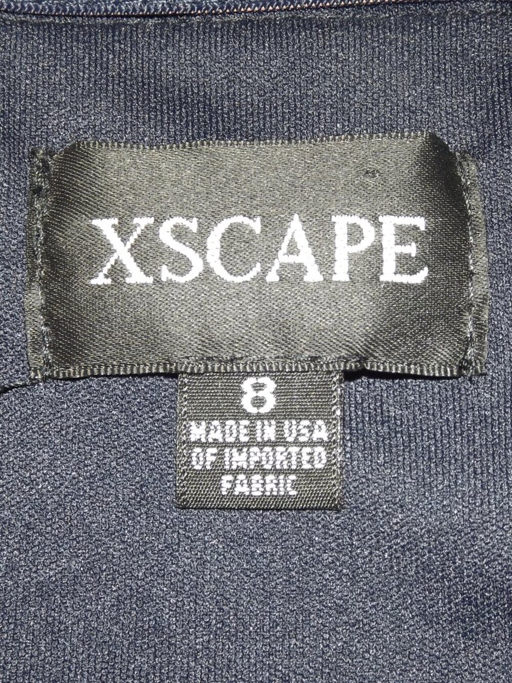 XSCAPE Gown/Dress, 8, Navy Blue,  Ruffle, V-neck, Gathered, Cap Sleeve, Zipper - Picture 11 of 13